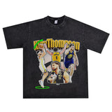 Film Star T Shirt Klaythompson Washed Distressed Printed American T-Shirt Retro Loose Short Sleeve