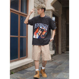 Basket Ball Star T Shirt Cotton Short Sleeve Loose round Neck Retro Heavy T-shirt for Men