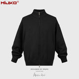 MIJKO Mens Jacket Two-way Zipper Sweater Knitted Jacket