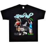 Basket Ball Star T Shirt Washed Distressed Lamelo Ball Printed Short Sleeve T-Shirt Vintage Pure Cotton