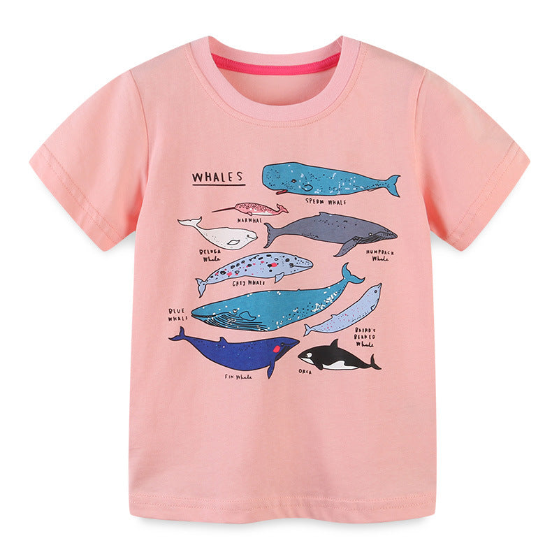 Boy T Shirt Summer Children's round Neck Cartoon T-shirt Cute Printed Girls' Top
