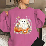Fashion Halloween Ghost Pumpkin Print Round Neck