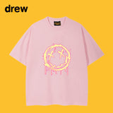 Drew T Shirts Flame Smiley Face Short Sleeve Print