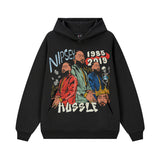 Vintage Hoodie American Vintage Print Solid Color Hooded Crew Neck Sweater