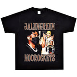 Basket Ball Star T Shirt Jalen Green Washed Distressed Printed T-Shirt Retro Short Sleeve Loose