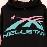 Mens trendy Hoodie gradual change color print hoodie fall loose sweater