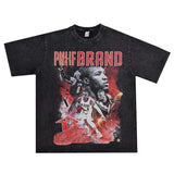 Basket Ball Star T Shirt Damian Lillard Short Sleeve Washed Distressed T-shirt Loose