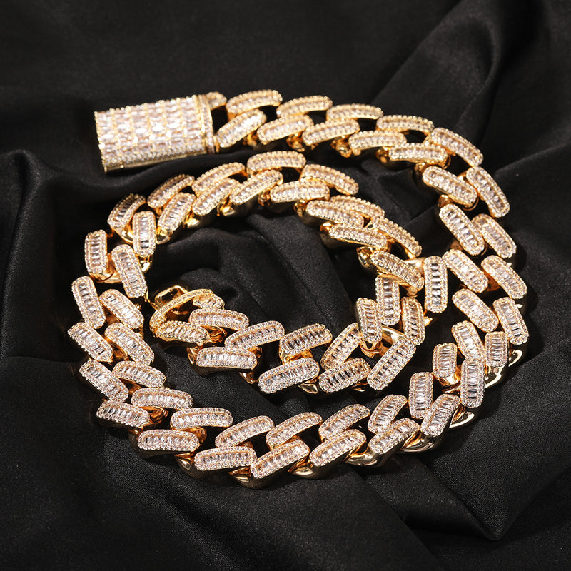 Chains Hip Hop Cuban Chain T Square Zircon 20mm Necklace Spectrum