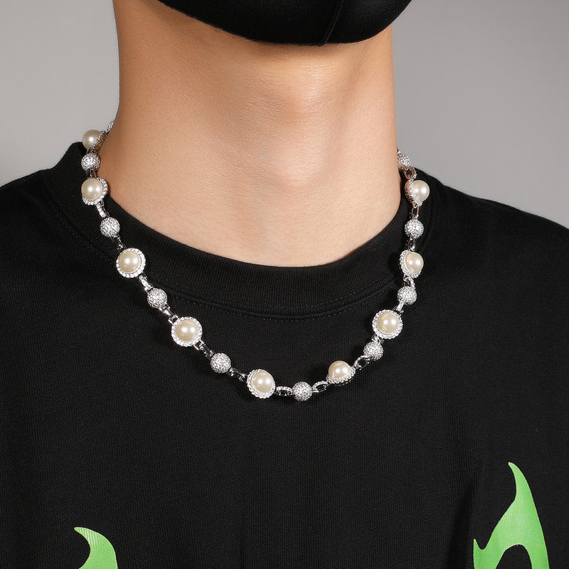 Chains Hip Hop Diamond-studded Pearl Necklace Vintage St. Valentine's Spectrum