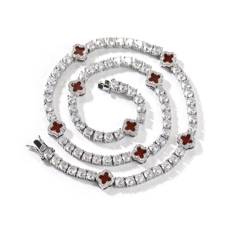 Chains Wind Clover Diamond Tennis Chain Necklace St. Valentine's Spectrum