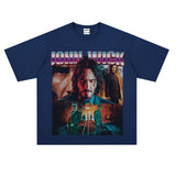 Film Star T Shirt Vintage American Street Printed round Neck T-shirt for Men and Women