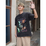 Film Star T Shirt Pure Cotton Loose Short Sleeve American Retro Trendy Printed round Neck T-shirt for Men