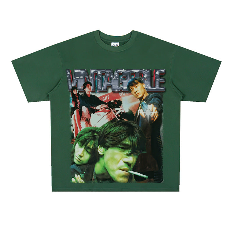 Film Star T Shirt Movie Fallen Angel Short Sleeve Loose Retro American Street T-shirt Men and Women