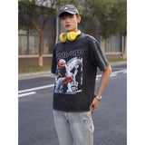 Basket Ball Star T Shirt Basketball Print Carmelo Anthony Washed Distressed T-shirt Loose