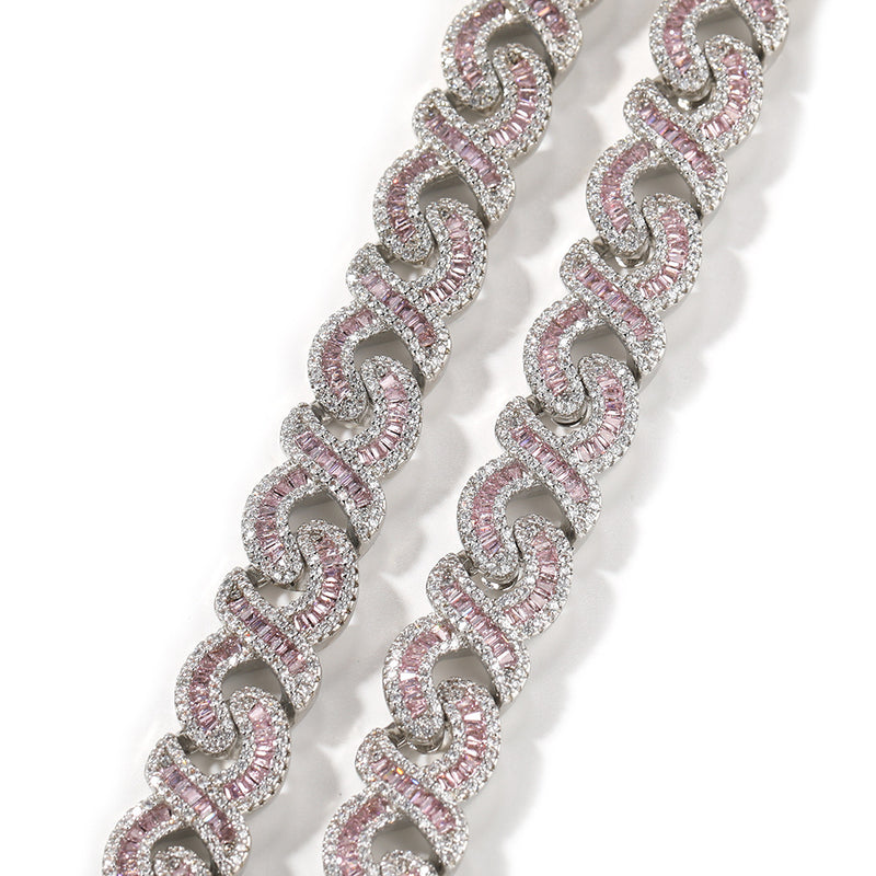 Chains Hip Hop 12mm Cuban Necklace Colored Ladder Zircon Necklace St. Valentine's Spectrum