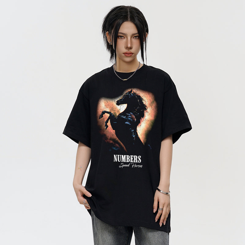 Vintage T-shirts Printed Men's Short Sleeve T-Shirt Washed and Old