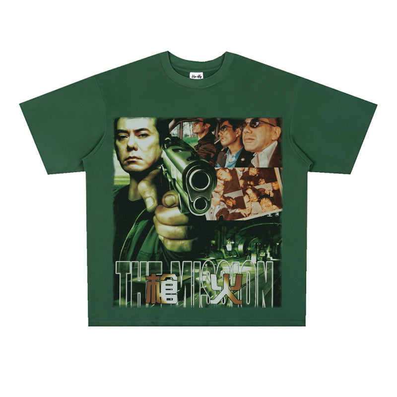 Film Star T Shirt Short Sleeve Loose Retro American Street T-shirt Men and Women