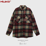 MIJKO Mens Jacket Plaid Lapel Plaid Jacket