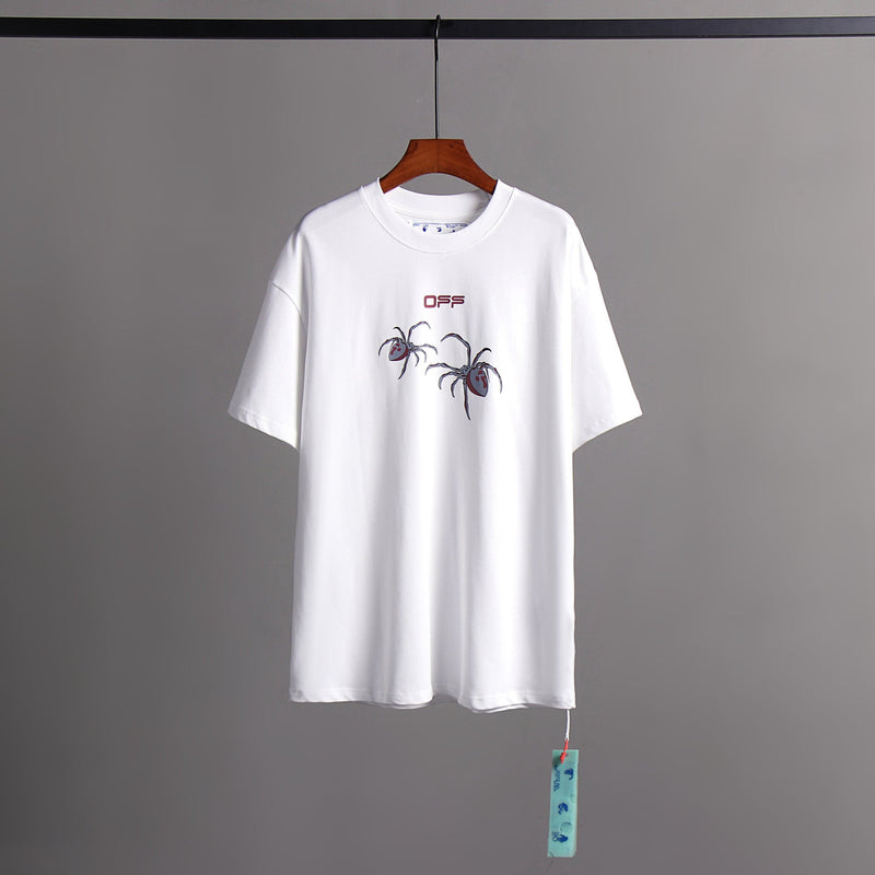 Off Whtie T Shirts Red Spider Arrow Print Men And Women Same Style Fashion Brand Short Sleeve