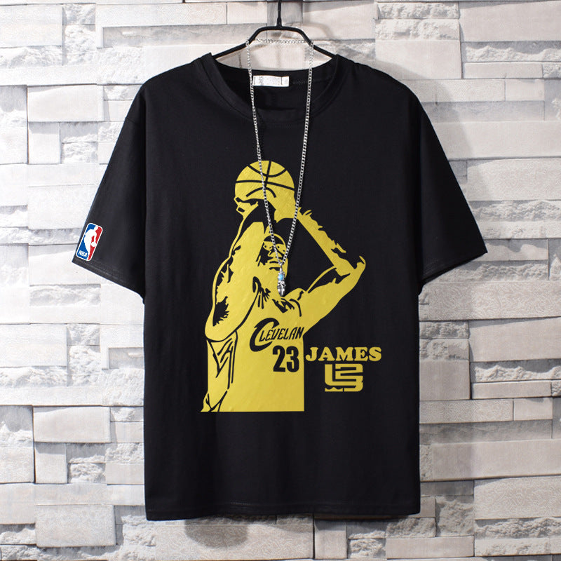 Basketball Sports T Shirt Nba Basketball Clothes James Printed Short Sleeve T-Shirt Men'S Cotton Loose