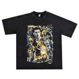 Film Star T Shirt Klaythompson Washed Distressed Printed American T-Shirt Retro Loose Short Sleeve