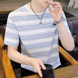 Mariner Shirt Summer Contrast Color Striped T-shirt Men's Short Sleeve Fashion Casual All-Matching Navy-Striped Shirt