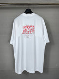 Mens T-shirts Summer Paris Graffiti Print Short Sleeve Crew Neck T-Shirt Loose
