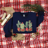 Cute Cotton Christmas Cactus Tape Lights Sweatshirt