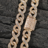 Chains Hip Hop Necklace Silver 16mm Mixed Zircon St. Valentine's Spectrum