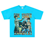 Film Star T Shirt Loose American Retro Street round Neck T-shirt Men and Women