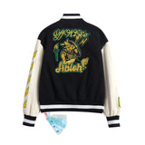 Ow Jacket Yellow Embroidery Cotton-Padded Jacket for Men and Women