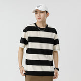 Mariner Shirt Women Haipeng Cloud Summer Trendy Casual Men's Loose round Neck Striped Short Sleeve