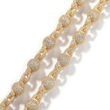 Chains Necklace Fashion Hip Hop 10mm Copper Inlaid Zircon Round Bead Chain Spectrum