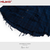 MIJKO Mens Jacket Ripped Plaid Jacket