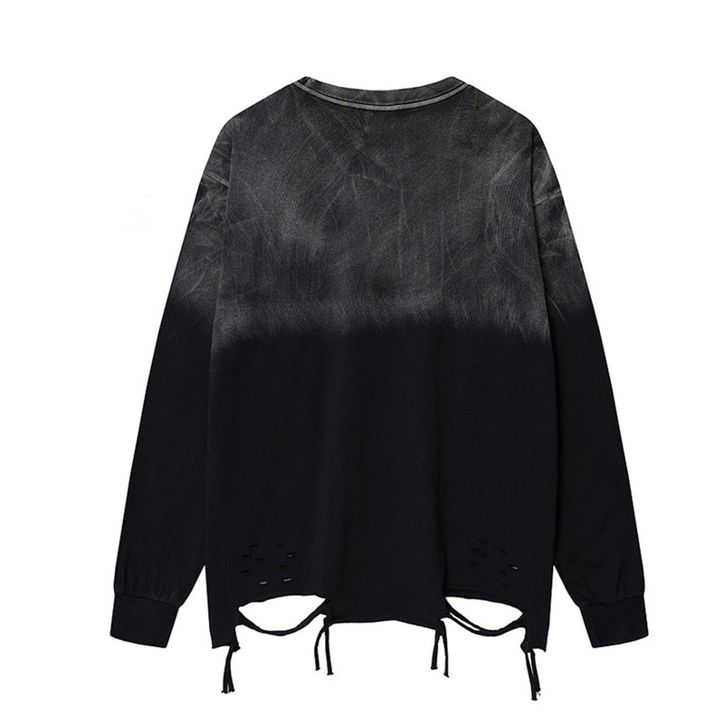 Unisex long-sleeved shirt washed and dyed
