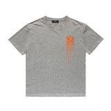 Amiri T Shirt Orange Printed Casual Hip Hop High Street round Neck Short Sleeve T-shirt