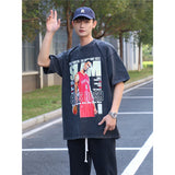 Basket Ball Star T Shirt Basketball Chris Bosh Printed Washed Distressed Short Sleeve T-shirt