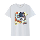 Basketball Sports T Shirt Summer Astronaut Short Sleeve T-Shirt Men And Women Loose