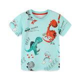 Boy T Shirt Children's Clothing Summer Boys' T-shirt Knitted Cotton Cartoon Dinosaur Printed Short Sleeve T-shirt