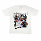 Basket Ball Star T Shirt Basketball Paul George Washed Distressed Printed T-Shirt Vintage Cotton Short Sleeve