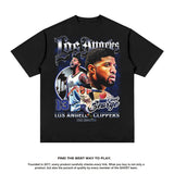 Nba T Shirt Paul George Vintage Basketball Star Printed Short Sleeve T-shirt Fashion Brand Loose Washed-out