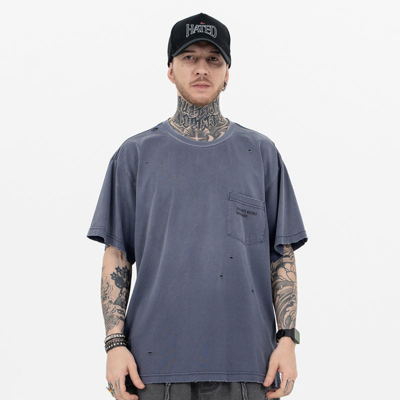 ERD T Shirts Retro Gradient Dyeing Short Sleeve T-shirt