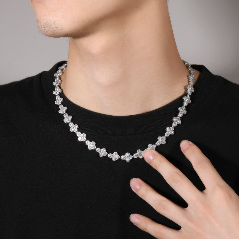 Chains Necklace Copper Inlaid Zircon Cross Light Luxury Design Spectrum Crosses
