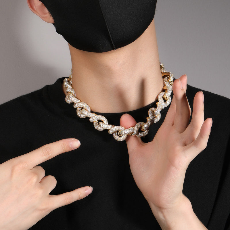 Chains Hip Hop Men's Necklace Copper with Zircon 20mm Spectrum St. Valentine's