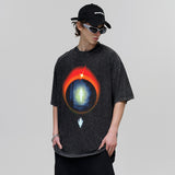 Vintage T-shirts Street Print Loose Front Shoulder Short Sleeve T-Shirt