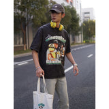 Basket Ball Star T Shirt Washed Distressed Printed T-Shirt Short Sleeve Loose Retro Cotton