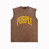 Purple Brand Distressed Tank T Shirts Distressed Sleeveless T-shirt Vest