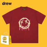 Drew T Shirts Flame Smiley Face Short Sleeve Print
