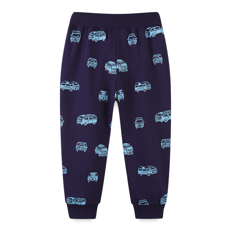 Boy Pants Children's Sport Pants Autumn Boy Sweatpants Long Printed Pocket Crawler