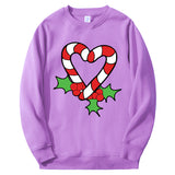 Christmas Hoodies Candy Cane Heart Hip Hop Fleece Round